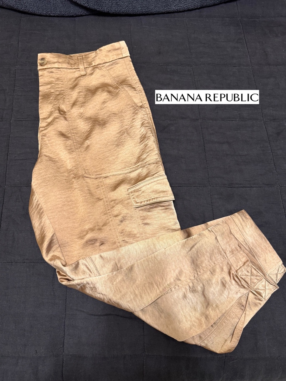 Banana Republic cargo joggers in metallic champagne